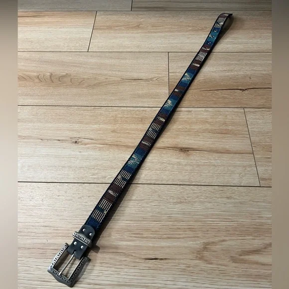 Like New ELITE - Blue Brown Woven Western Belt - Brushed Detailed Hardware - Picture 4 of 4